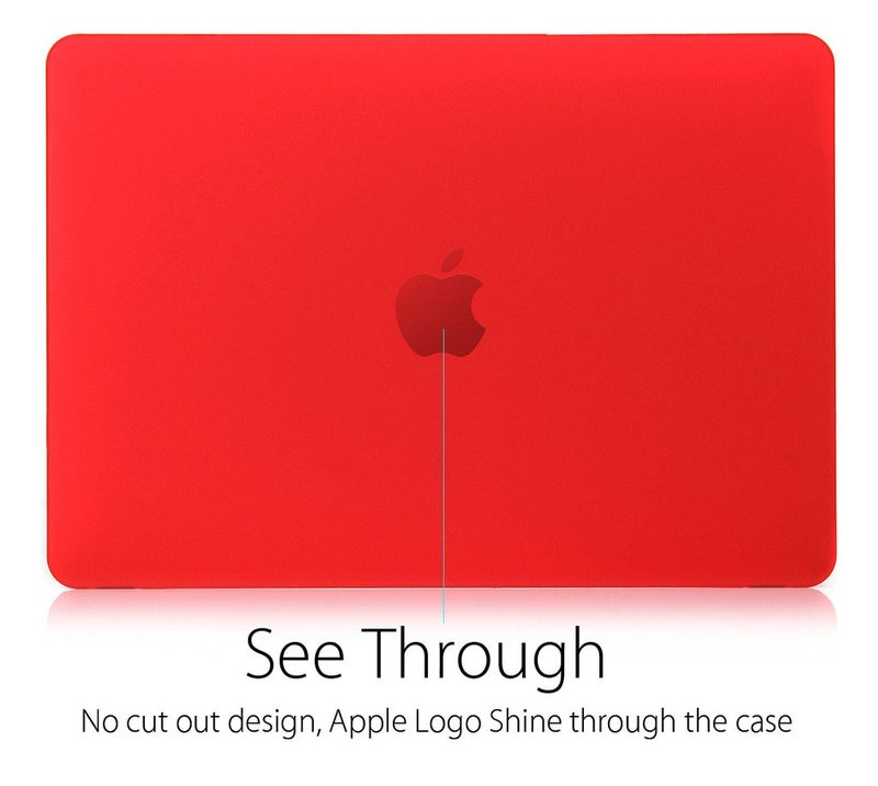 UESWILL Smooth Soft Touch Matte Hard Shell Case Cover Compatible with MacBook 12 inch with Retina Display (Model: A1534) + Microfibre Cleaning Cloth, Red - Image 3